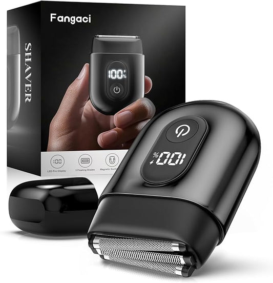 Electric Foil Shavers for Men: Mini Electric Razor with Big LED Display & 3 Floating Blades - IPX7 Waterproof Wet Dry Face Razor, USB Type C-BrightBean Baby