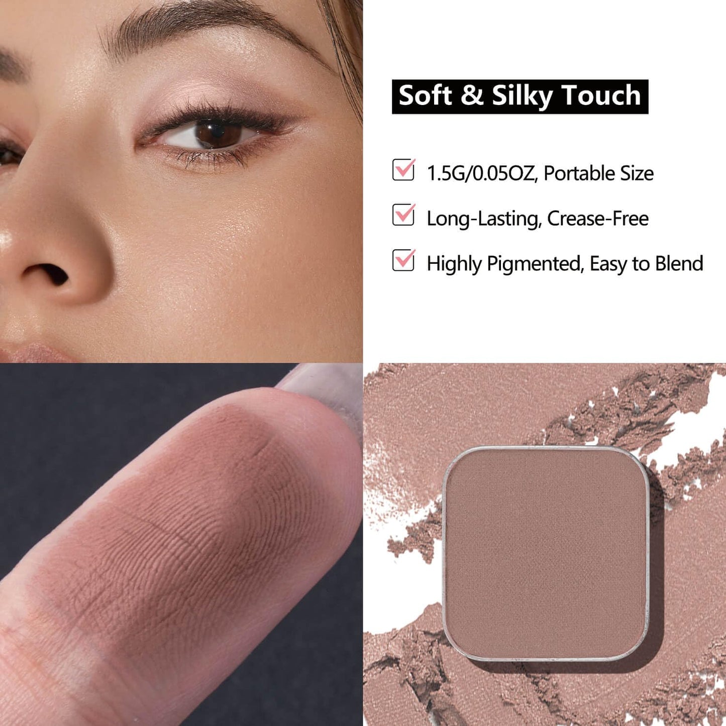 3-Color Eyeshadow Combo Pack – Matte & Shimmer Neutral Shades,Powder, Highly Pigmented, Long-Lasting, Refills Pans for Custom Magnetic Palette-BrightBean Baby