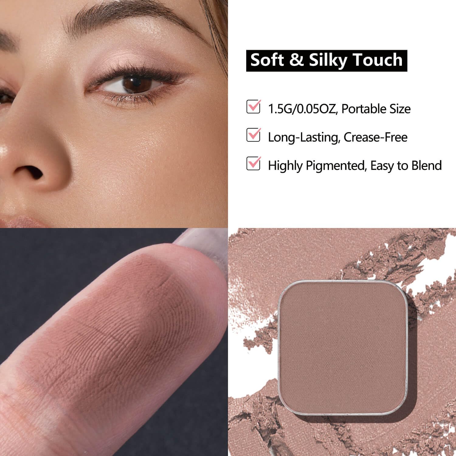 3-Color Eyeshadow Combo Pack – Matte & Shimmer Neutral Shades,Powder, Highly Pigmented, Long-Lasting, Refills Pans for Custom Magnetic Palette-BrightBean Baby