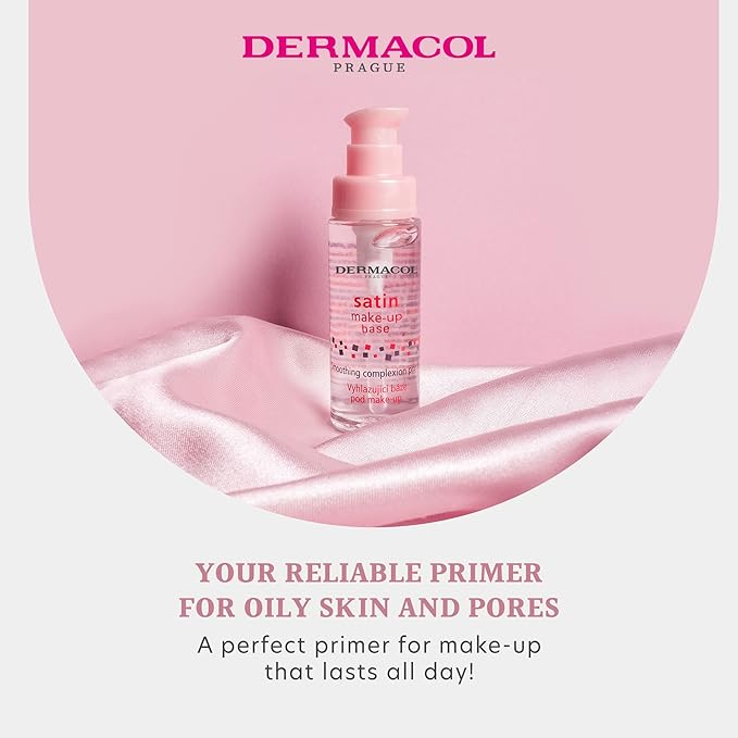 Dermacol - Satin Makeup Base, Matte Face Primer for Wrinkles and Pores, Transparent Makeup Primer for Oily Skin & Dry and Combination Skin, Easy to Blend Pore Filling Primer, No Preservatives, 30 mL-BrightBean Baby