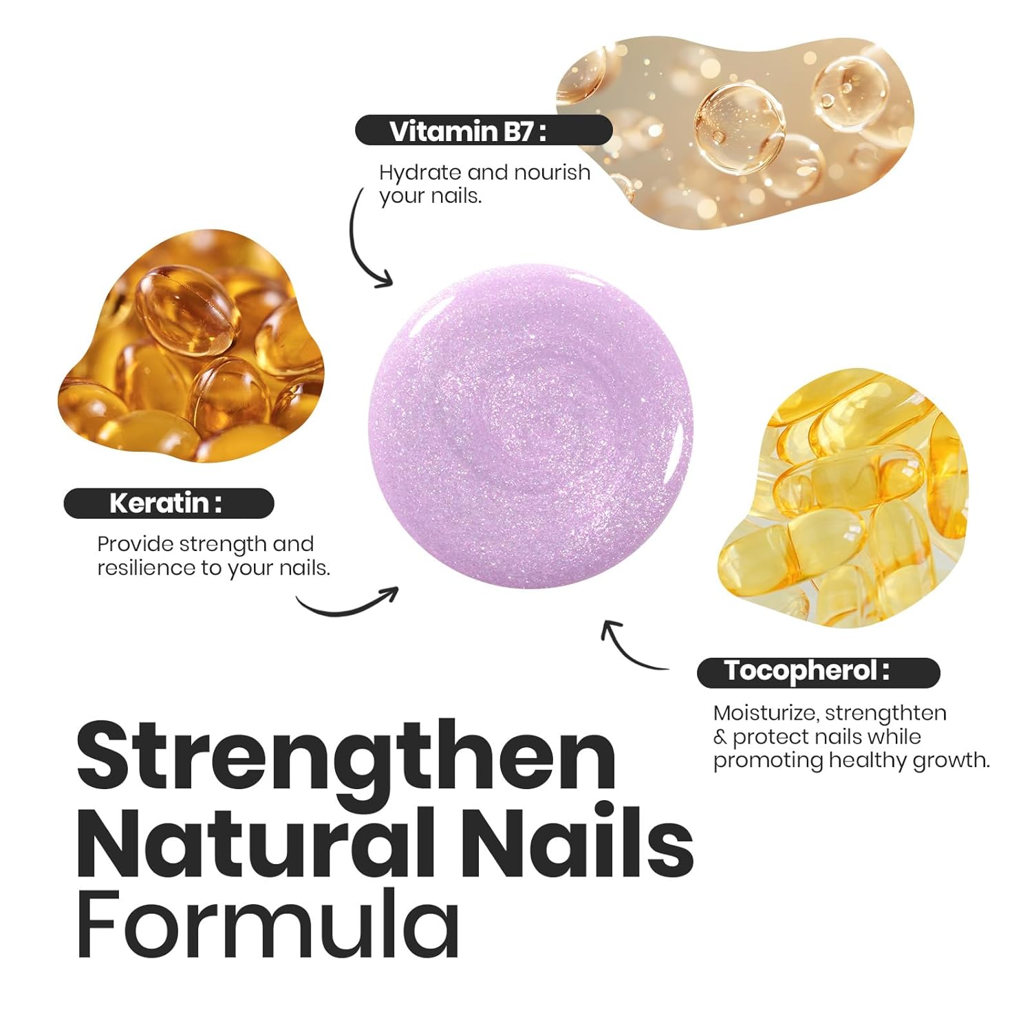 Beetles Glitter Nail Polish Set 6 Colors Glitter Fairy Gleam Quick Dry Nail Polish Shimmer Pink White Green Blue Purple Nail Lacquer Kit Fingernail Polish Diy Nail Art Gift For Women Girls-BrightBean Baby