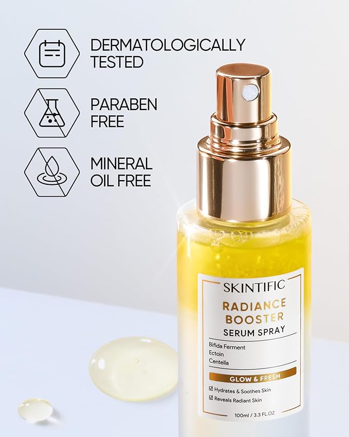 Radiance Booster Spray Serum, Vegan Skin Care, Light-weight Face Moisturizer, Glow Serum for Radiant Skin, Non Comedogenic, All In One Mist, 3.3 fl oz.-BrightBean Baby