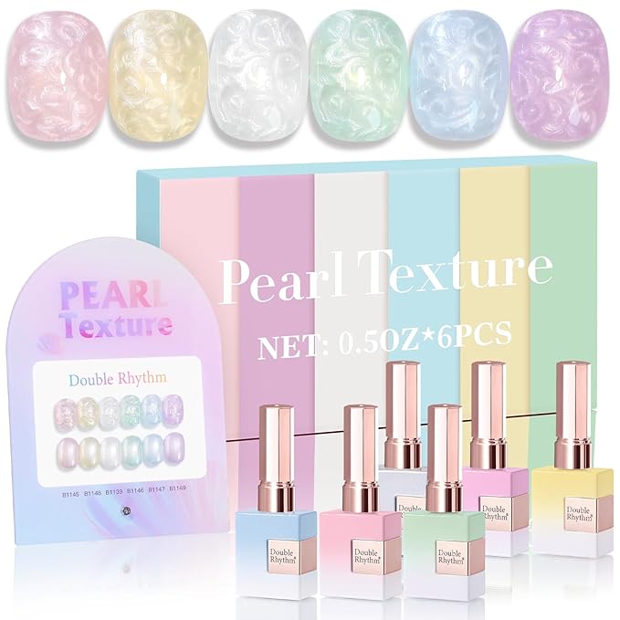 Double Rhythm 6 Pcs 15 ML Gel Polish Set Same Color Same Bottle Soak Off Gel Polish Kit Nail Art Manicure Salon DIY at Home for Women (Pearl Pink White Green Blue Purple-T6-21)-BrightBean Baby
