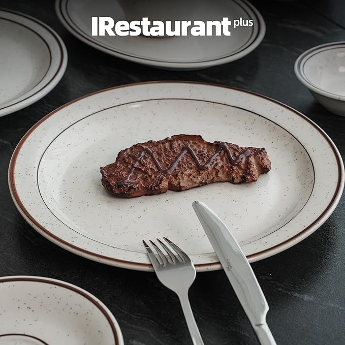 Stoneware Narrow Rim Brown Speckle, Plate 10.5", Case of 12