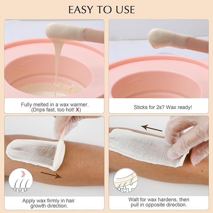 KOTAMU Wax Warmer, Waxing Kit for Women Men Hair Removal, Digital Waxing Machine for Face Eyebrow Bikini Brazilian Leg Body &Sensitive Skin, Pink Wax Kit With 44 Accessories for Home Salon Use-BrightBean Baby
