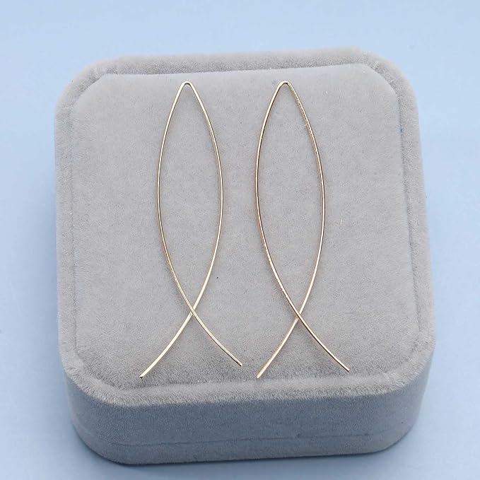 Boho Thin Arch Hoop Earrings Gold Threader Wire Earrings Open Hoop Earrings Minimal Everyday Earrings Jewelry for Women and Girls-BrightBean Baby