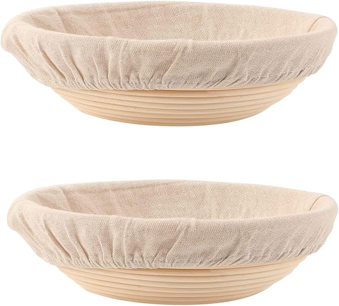 Bread Proofing Baskets Set of 2 12 inch Round Dough Proofing Bowls w/Liners Perfect for Home Sourdough Bakers Baking