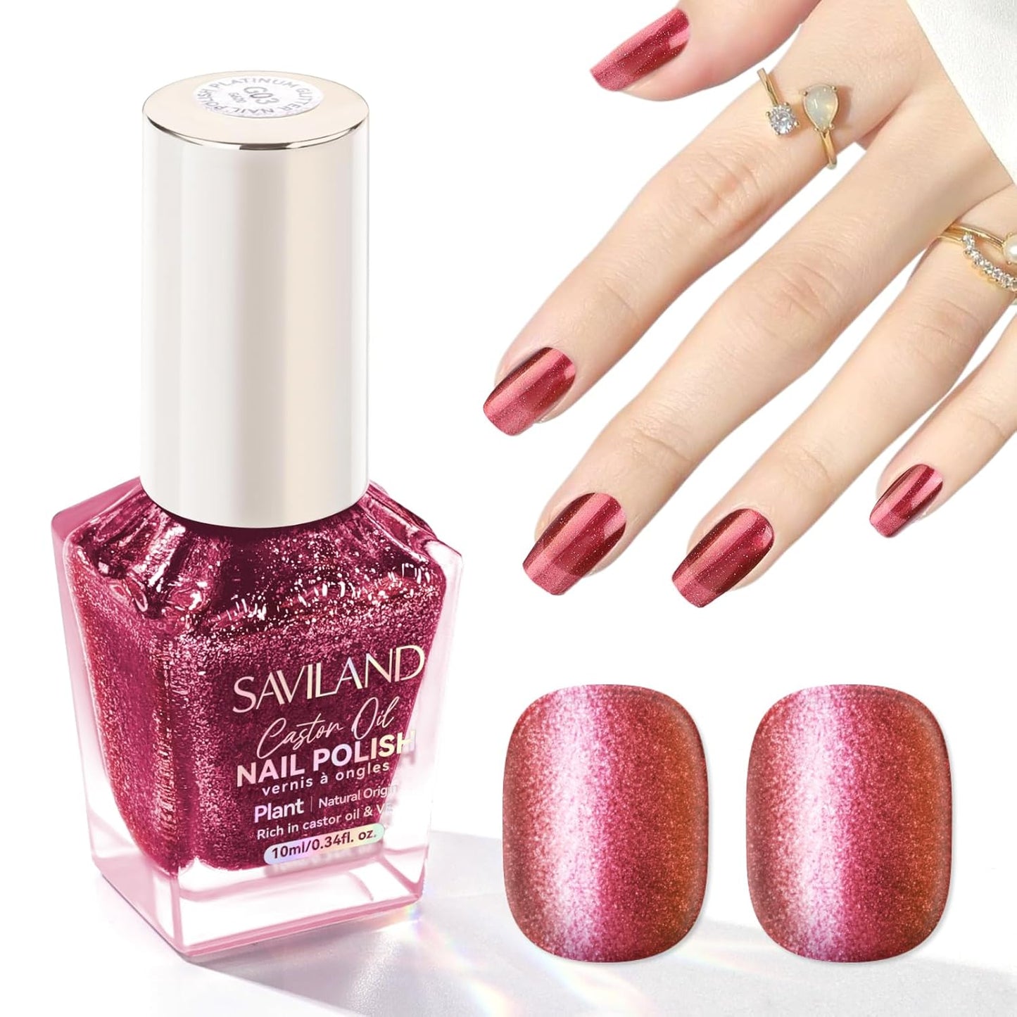 SAVILAND Color Artistry Chameleon Nail Polish - 7 Days Shimmer Dark Purple to Gold Color Shift Fast Dry Fingernail Polish, Metallic Sparkly Shiny Nail Lacquer Nail Art Salon Home-BrightBean Baby