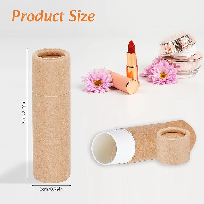 NICENEEDED 10 PCS Paperboard Lip Balm Tubes Set, Refillable Paper Lipstick Tube, Round Cardboard Empty Lip Gloss Container for DIY Lip Gloss Balm and Chapsticks-BrightBean Baby
