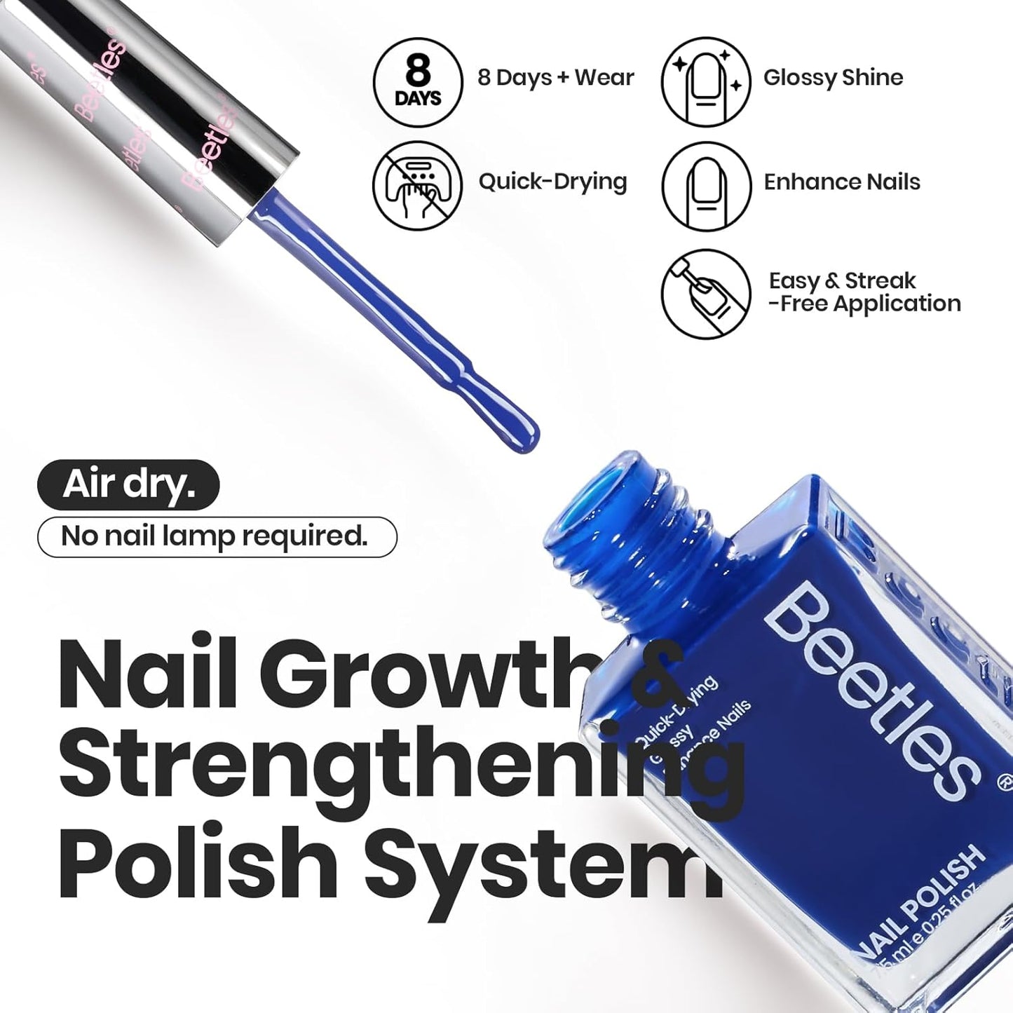 Beetles 4th of July Nail Polish Set - 6 Colors White Red Blue Nail Polish Kit Sparkle Glitter Fingernail, Quick Dry & Long Lasting Beetles Midnight Fireworks Diy Nail Art Design Gifts for Women-BrightBean Baby