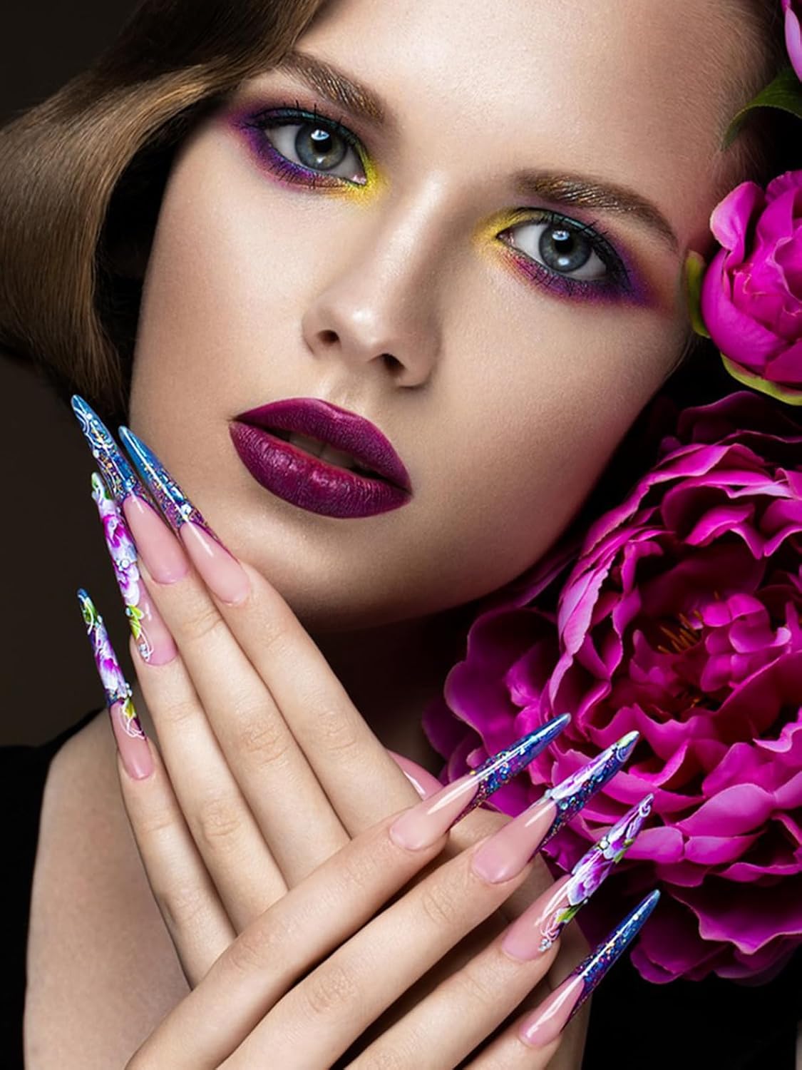 Nail Dual Forms for Poly Nail Gel EBANKU 120Pcs Stiletto Extension Gel Nail Molds Clear Acrylic Nail Tips, Full Cover Reusable Nail Forms for Builder Nail Gel Nail Art Design Salon&DIY-BrightBean Baby