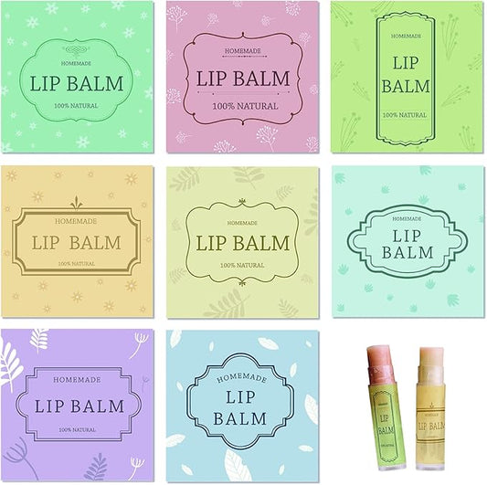 CRASPIRE Lip Balm Labels 80pcs Homemade Lip Balm Labels 2” Clear Lip Balm Labels for Tubes Printable Waterproof Lip Balm Stickers Labels for Lip Balm Handcream Candle Container（British Style-Color）-BrightBean Baby