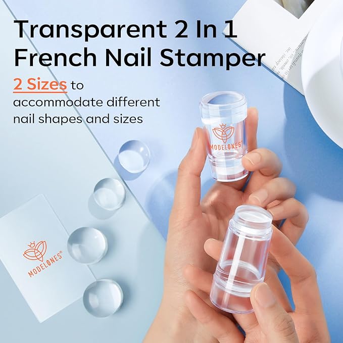 Modelones French Tip Tool- 6 Pcs Nail Stamp French Manicure Kit Suitable for DIY Together with Gel Nail Polish Art Tips Printing Tool Kit-BrightBean Baby
