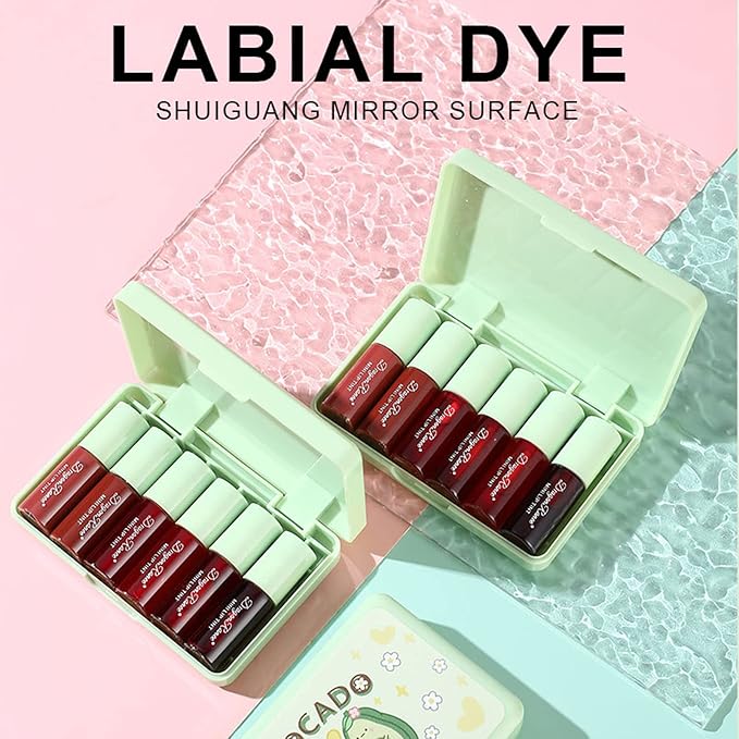 Miniling 6-Color Korean Lip Tint Set - Watery, Velvet Matte Lipsticks for Lips and Cheeks - Long-Lasting, Non-Stick, Shimmery-BrightBean Baby