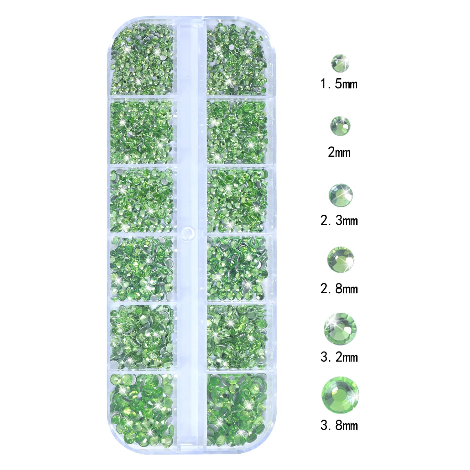 HNUIX Nail Rhinestones - 3D Multi Shape Size Crystal, Crystal Light Green, Flat Back, with Kit, for Nail Art, DIY Decorations-BrightBean Baby