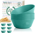 Homienly Wheat Straw Bowl Sets of 6-36oz Cereal Bowls,Microwave and Dishwasher Safe Bowls,Soup Bowl Sets Alternative for Plastic Bowls for Serving Soup,Salad(Green)