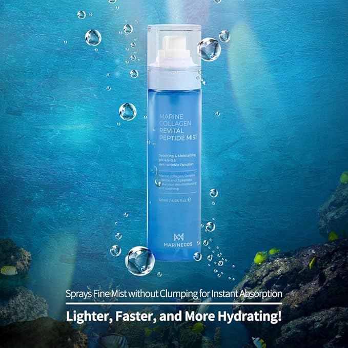 Marine Collagen Revital Peptide Mist 120ml ㅣ Fine Facial Spray for Hydration Soothing Glow ㅣ Daily Moisture Mist with Centella and Peptides-BrightBean Baby