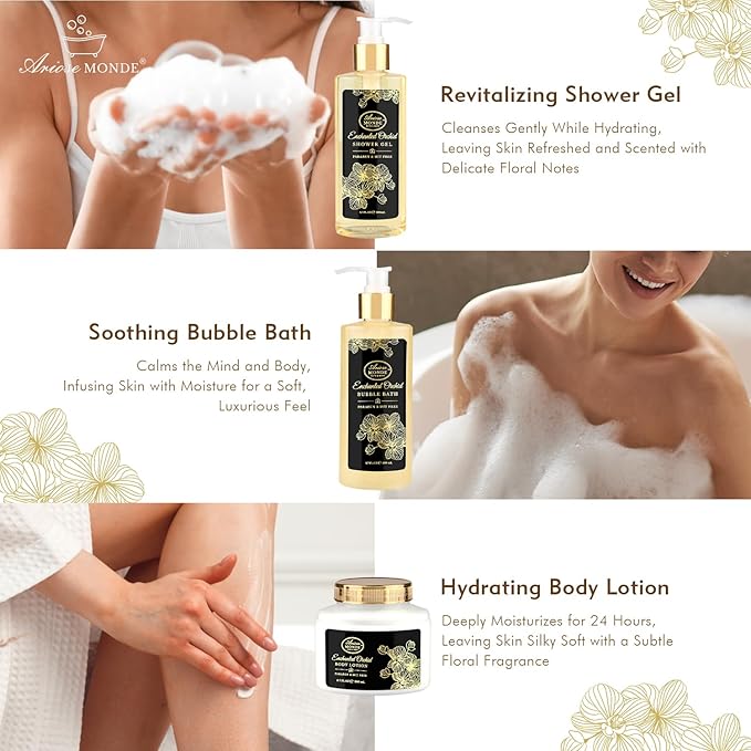 Spa Gift Baskets for Women, Gift Set for Mom Enchanted Orchid Scent, Home Spa Kit with Bubble Bath, Body Lotion, Bath Bomb, Bath Salt, Bath Gift Baskets, Birthday Gifts for Women-BrightBean Baby