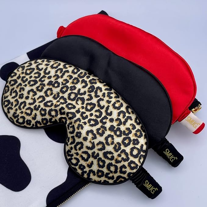 SMUG Satin Sleep Mask & Eye Mask | Travel Sleep Masks for Women & Men | Soft Sleeping Eye Mask to Nourish Skin & Reduce Dark Circles | Eye Sleep Mask Shades to Block Out Light | Red-BrightBean Baby
