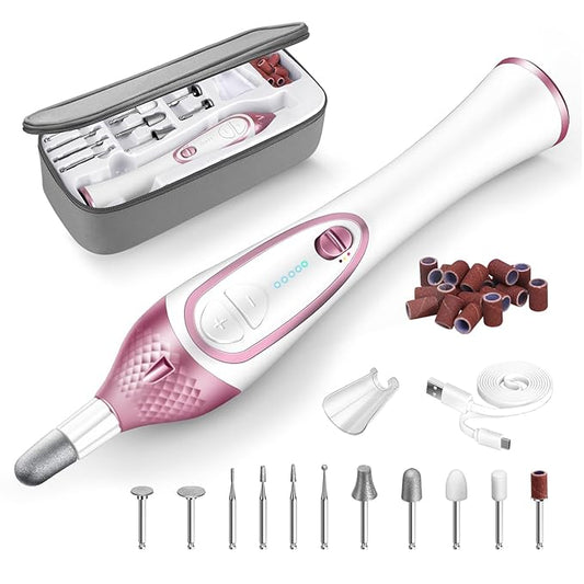 36-Piece Professional Manicure Pedicure Kit-Cordless Electric Nail File Kit,20000RPM, 11Pcs Bits,4 Speed,Rechargeable Pedicure Tool for Feet,Hand Foot Care Nail Drill Tool for Nail Grind Trim Polish-BrightBean Baby
