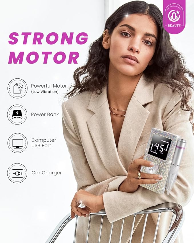 CozyZen Cordless Electric Nail Drill, 45000 RPM Rechargeable Diamond E-File, Portable & Low Noise for Acrylic/Gel Nails, Manicure & Pedicure - Professional & Home Use-BrightBean Baby