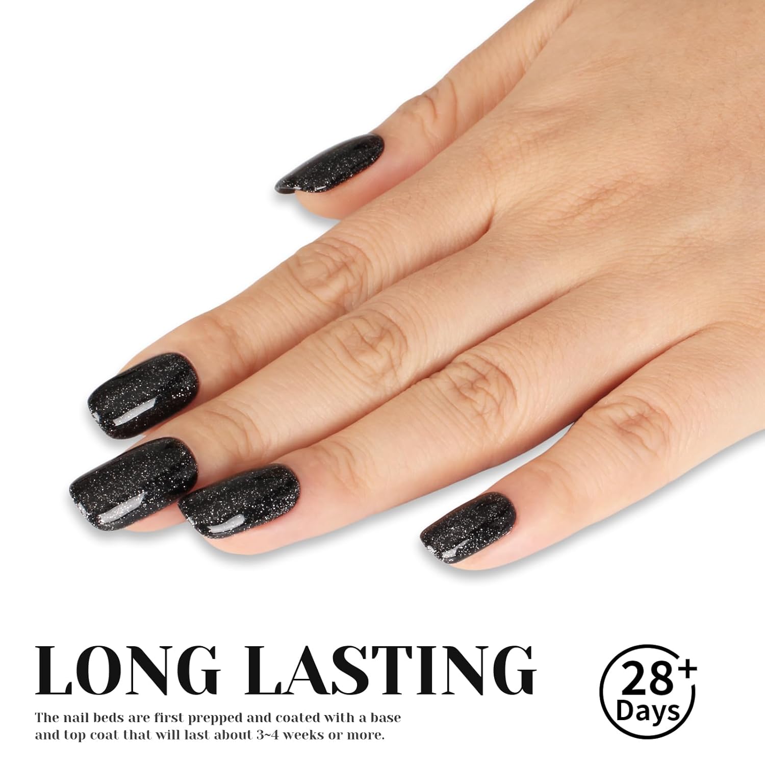 Glitter Black Gel Polish,Sparkle Shimmer Black Glitter Gel Nail Polish,15ml Soak Off UV Gel Polish for DIY Manicure, Gifts for Women Grils - GP0065-BrightBean Baby