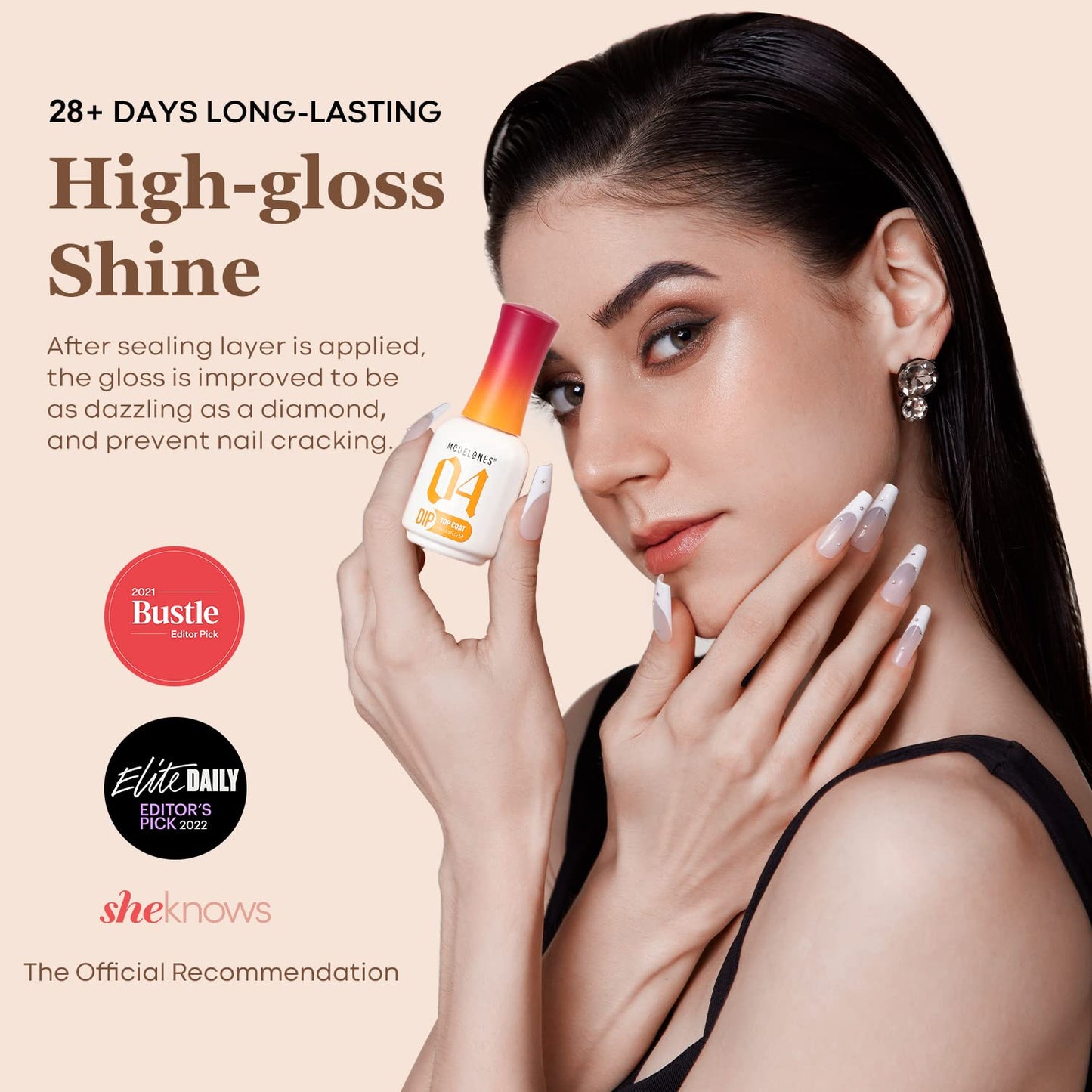 modelones Dip Powder Liquid Set 4+4 Pcs, Dip Powder System Set with Base Coat/Top Coat/Activator/Brush Saver/Manicure Tools for Nail Kit Art DIY Salon - 15ml/0.5oz-BrightBean Baby