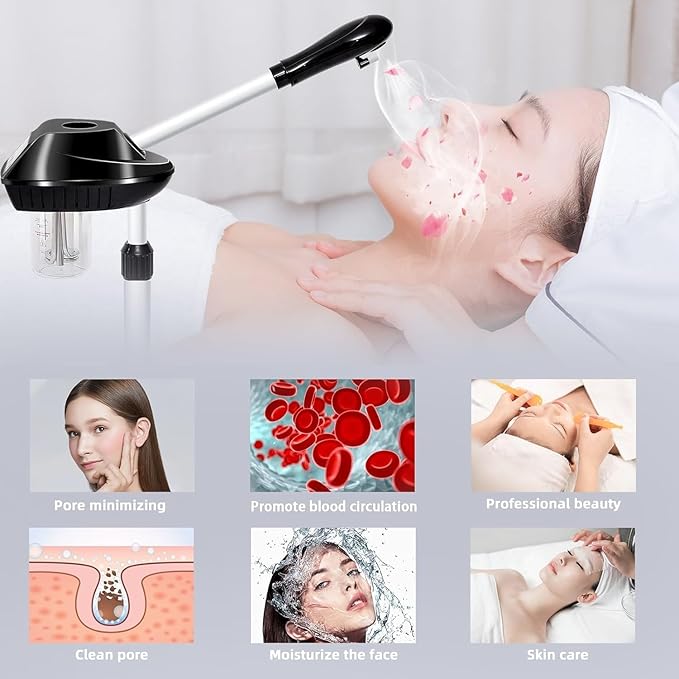 Professional Facial Steamer on Wheels, Facial Steamer for Facial Deep Cleaning, Facial Humidifier for Spa, Adjustable Height for Spa, Salon and at Home Use-BrightBean Baby