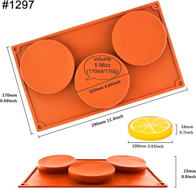Funshowcase Large Round Disc Candy Silicone Mold 3-Cavity