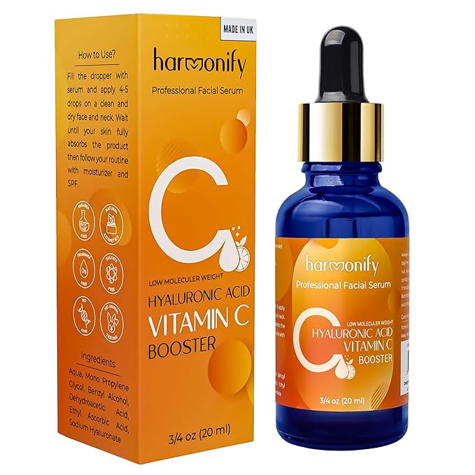 Hyaluronic Acid Serum for Face with Vitamin C, Brightening Serum, Pure, Hydrating Serum to Plumb Skin, Reduce Fine Lines, Wrinkles and Dark Spots, Low Molecular Weight [0.75 oz]-BrightBean Baby