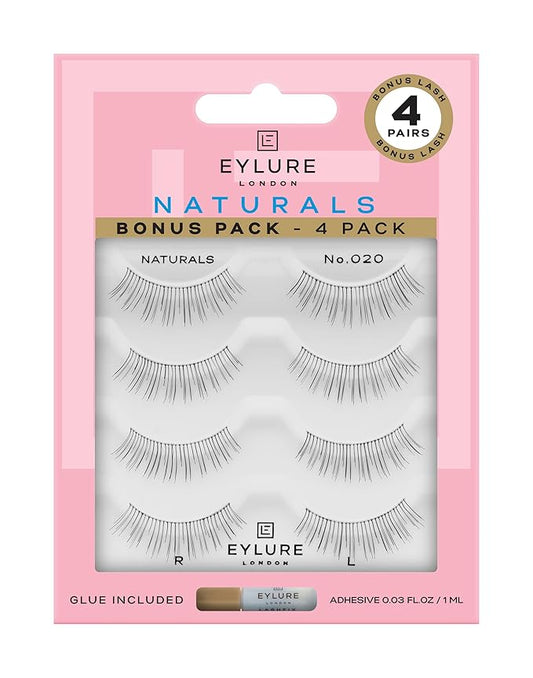 Eylure Naturals No. 020 Reusable Eyelashes, Adhesive Included, Black, 4 Pairs-BrightBean Baby