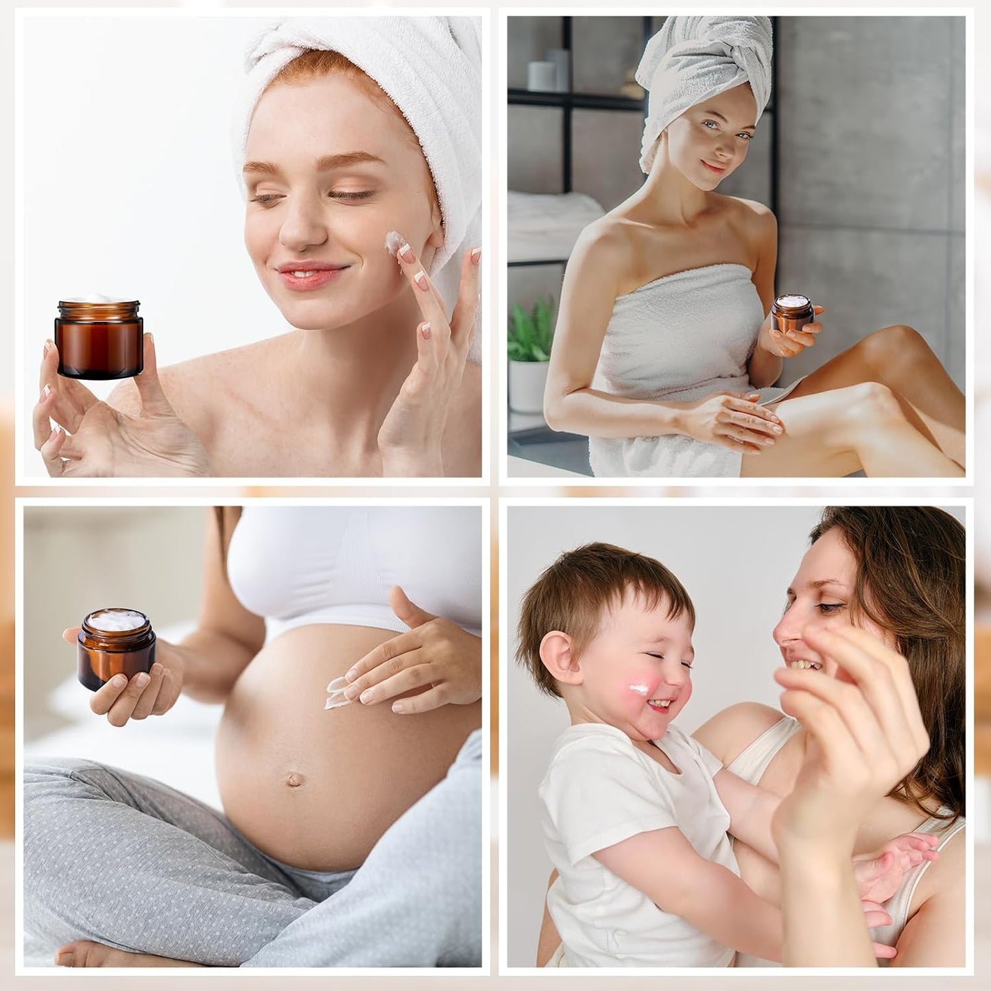 Domensi 72 Pcs 2 oz Glass Jars with Lids Travel Size Round Leakproof Empty Cosmetic Jars with Inner Liners Lid for Storing Makeup Lotions Face Cream Ointments Candle DIY Making (Amber)-BrightBean Baby