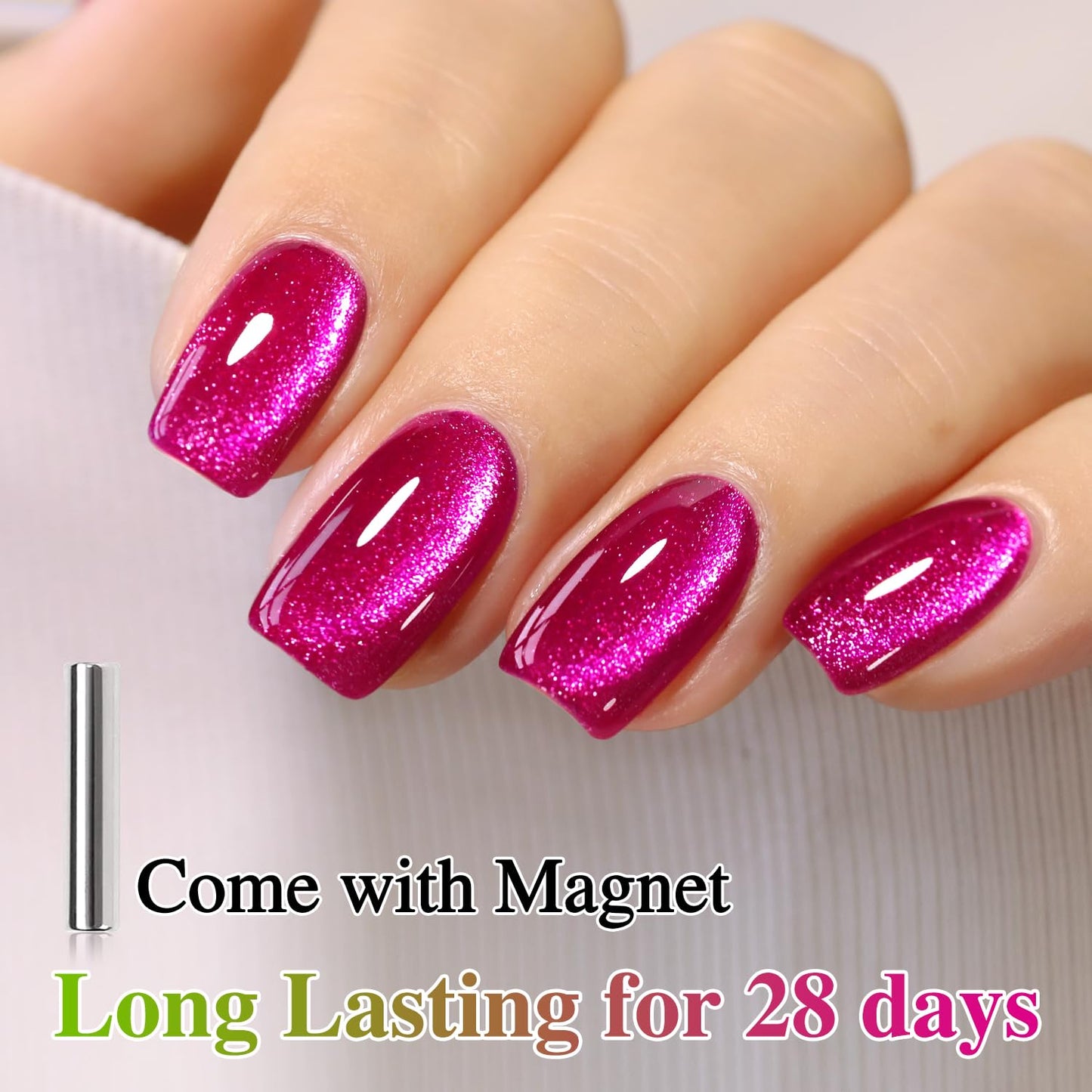 Double Rhythm 15ML Ice Glass Cat Eye Gel Polish with Magnet Holographic Glitter Shimmer Translucent Sheer Color Salon Soak Off Magnetic at Home (Pitaya Purple-MC1072)-BrightBean Baby