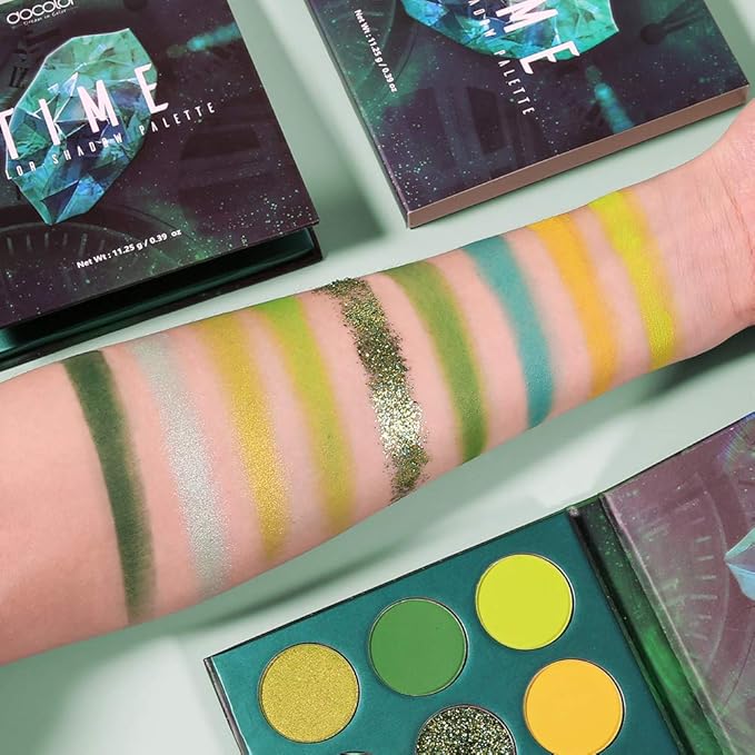 docolor Eyeshadow Palette 9 Colors Green Eyeshadow Gemstone Shadow Palette Highly Pigmented Mattes Shimmers Smokey Glitter Cream Colorful Powder Long Lasting Waterproof Makeup Palette-BrightBean Baby