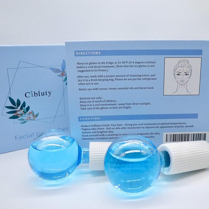 ICE Globes for Facial, 2 PCS Facial Globes for Massage Tool, Facial Roller Cold Skin Massagers, Tighten Skin, Reduce Puffiness and Dark Circles, Enhance Circulation-BrightBean Baby