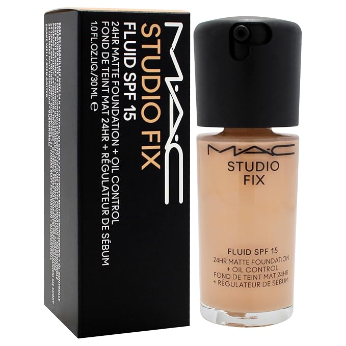 Studio Fix Fluid SPF 15 24Hr Matte Foundation Plus Oil Control - NC27 by MAC for Women - 1 oz Foundation-BrightBean Baby
