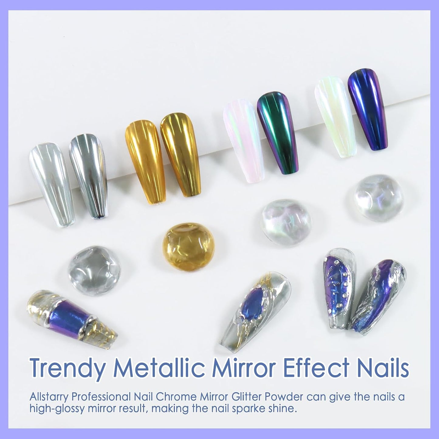 Allstarry Chrome Nail Powder, Metallic Mirror Gold Chrome Powder Pigment Color Changing Chameleon Nail Powder Nail Art Glitter Dust for Gel Nail Manicure DIY at Home Salon Women Gifts-BrightBean Baby