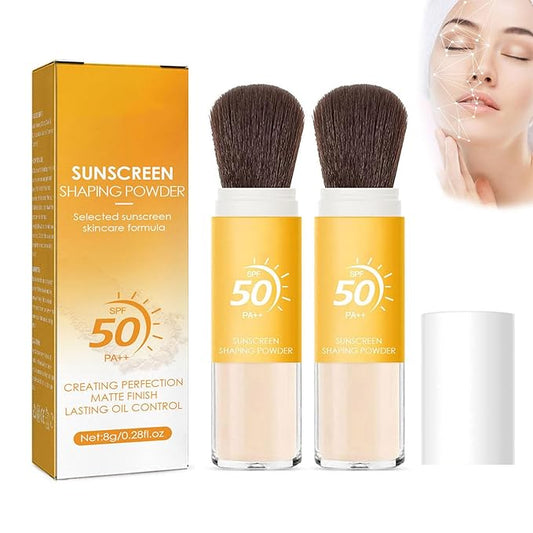 Sunscreen Setting Powder SPF 50 Loose Powder with Brush Natural Mineral Makeup Setting Powder Translucent 0.28 oz for All Skin-2PC-BrightBean Baby