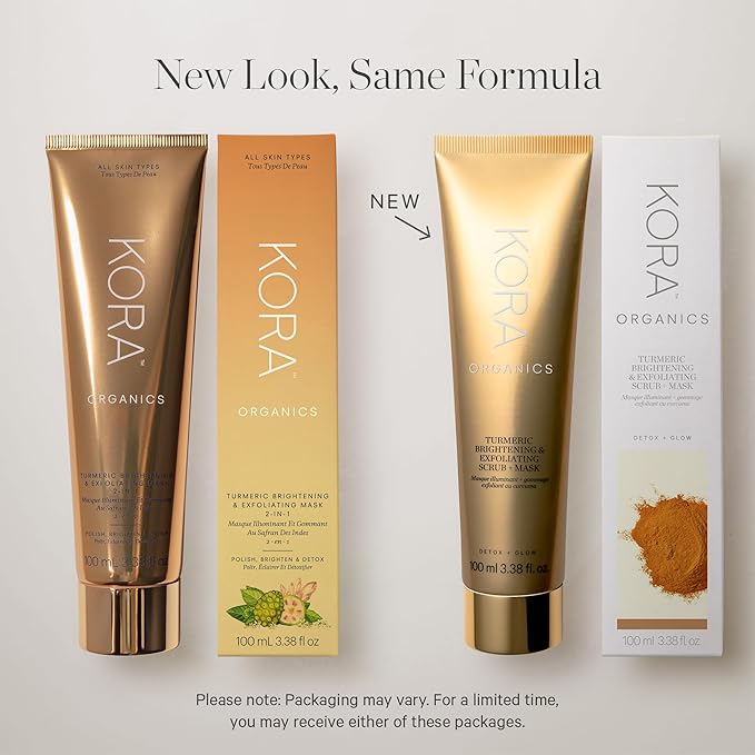 KORA Organics Turmeric Brightening & Exfoliating Mask, Multi-Use Facial Scrub, Polish & Illuminate, Certified Organic Exfoliating Face Mask, Cruelty Free Exfoliator - 3.38 fl oz-BrightBean Baby