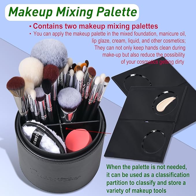 Bueart Design Pro makeup Artist 34Pcs Deluxe Real Goat Hair Horse hair Makeup Brushes Set with extra Large Holder High End Professional labeled makeup brush set with natural Pony Hair-BrightBean Baby