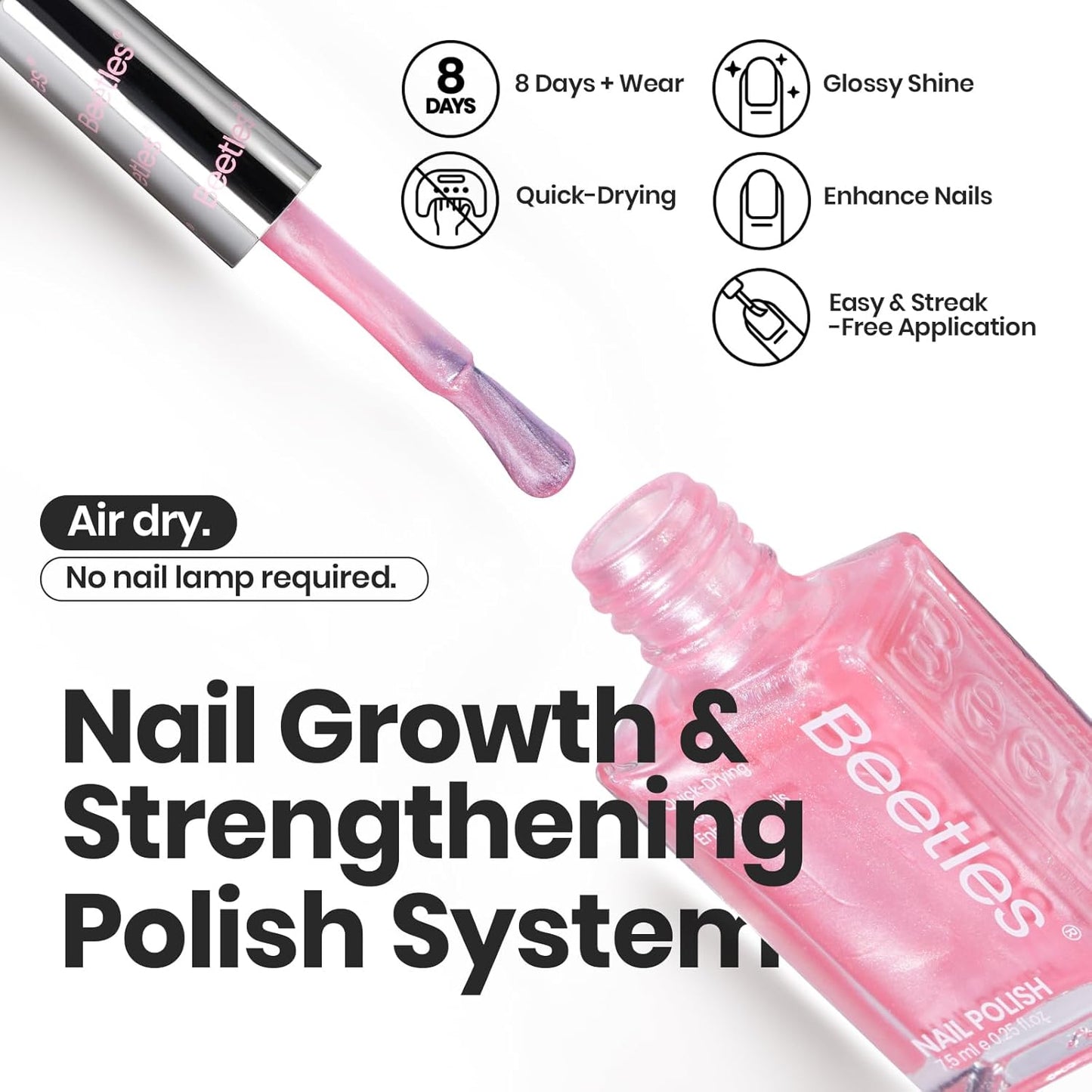 Beetles Nail Polish Set, 6 Colors Pearl Nail Polish Kit Pastel Pearl Shimmer Pink Orange Blue Green Dreamy Swirl Quick Dry Fingernail Polish Gifts for Women Salon DIY Manicure Kit-BrightBean Baby