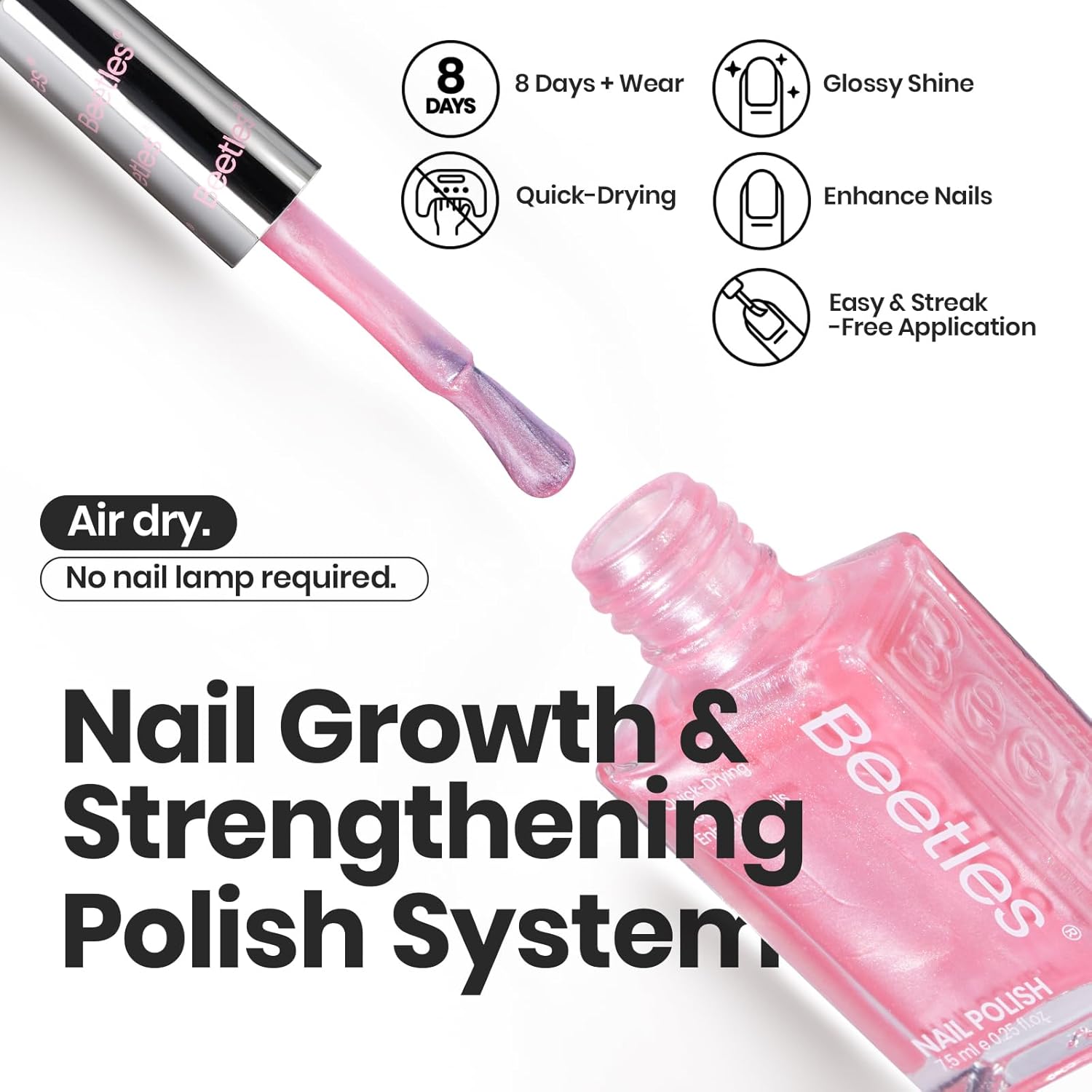 Beetles Nail Polish Set, 6 Colors Pearl Nail Polish Kit Pastel Pearl Shimmer Pink Orange Blue Green Dreamy Swirl Quick Dry Fingernail Polish Gifts for Women Salon DIY Manicure Kit-BrightBean Baby