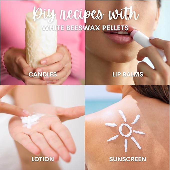 White Beeswax Pellets 8 oz, Pure, Natural, Cosmetic Grade, Bees Wax Pastilles, Triple Filtered, Great For DIY Lip Balms, Lotions, Candles By White Naturals-BrightBean Baby