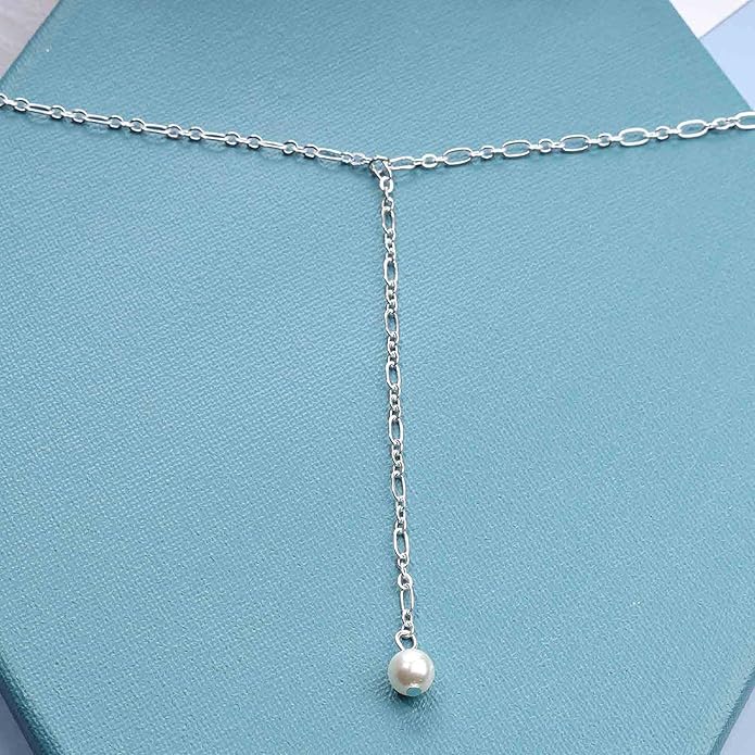 Long Pearl Necklace Pearl Lariat Y Necklace Chain Vintage Minimalist Necklace Jewelry for Women and Girls-BrightBean Baby