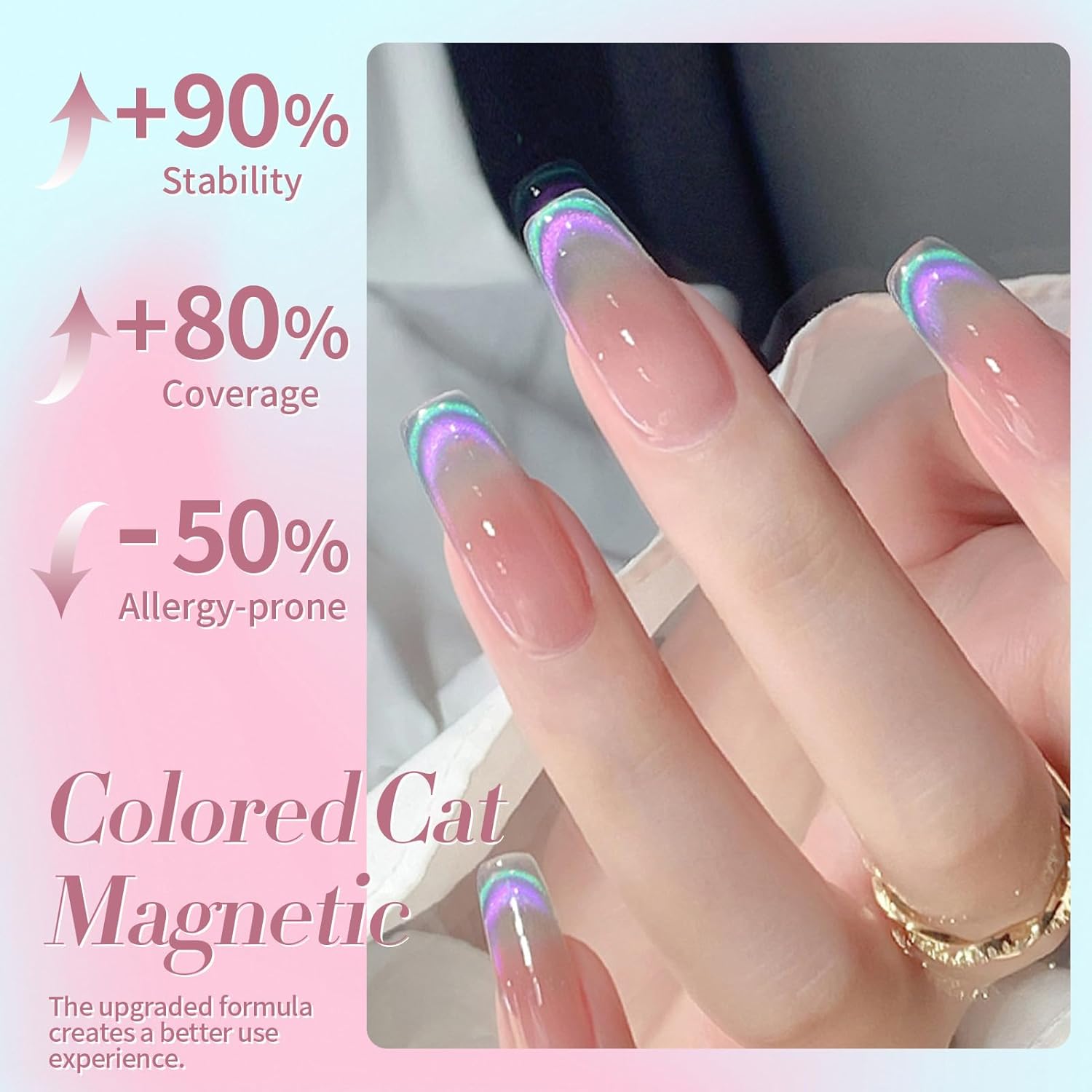 Born Pretty Cat Magnetic Eye Gel Nail Polish Rainbow Aurora Cat Magnetic Gel Polish Firefly Blue Purple Cat Magnetic Eye Gel Manicure Nail Art DIY 15ml-BrightBean Baby