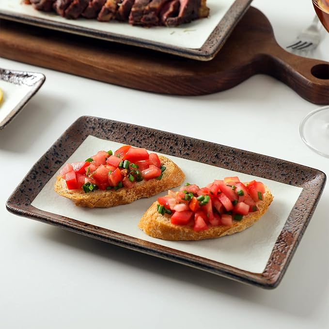 Stone Lain Lucy Porcelain 3-Piece Rectangle Serving Plate Set, Beige