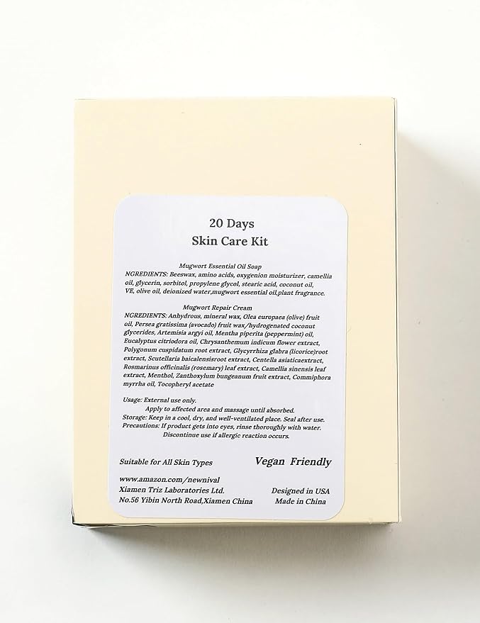 40 Days Complete Acne Skin Care Kit.Mugwort Essential Oil Soap -1Pcs,120g-For Moisturize,Balance Skin.-Acne Recovery Ointment for Facial Acne&Pores-2Pcs,16g.-BrightBean Baby