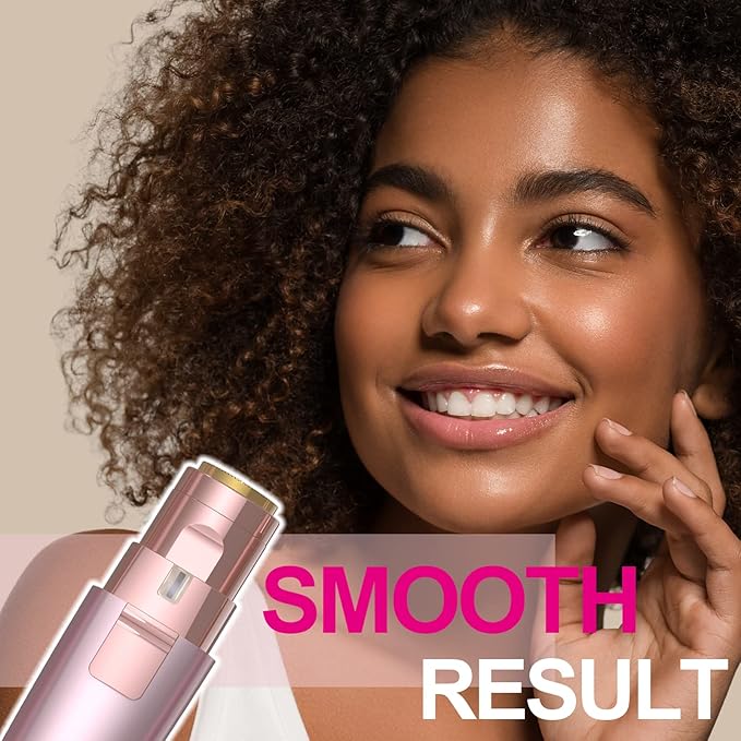 Eyebrow Razor & Facial Hair Removal for Women (2 in 1, USB Rechargeable), 100% Painless Hair Removal, Eyebrow Trimmer and Hair Remover Kit with Light for Eyebrow, Face Peach Fuzz, Lips, Body (Pink)-BrightBean Baby