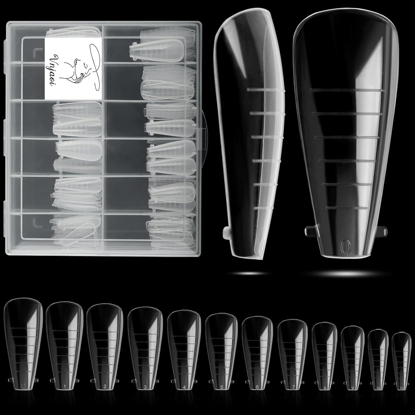 120 Pcs Poly Extension Gel Dual Nail Forms and Molds - Ballet Coffin Nail Forms Set for Gel Manicure DIY at Home-BrightBean Baby