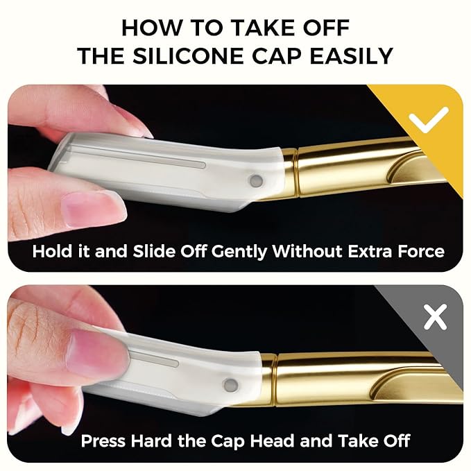 ZOMCHI Dermaplane Razor with 11 Blades for Women & Men, Eyebrow Trimmer with Protective Silicone Cap, Face Razor for Hair Removal - Matte Gold-BrightBean Baby